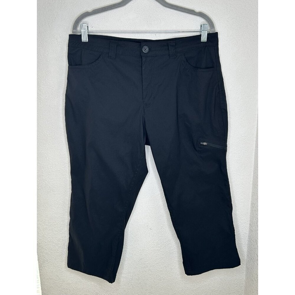 Eddie Bauer Pants Womens 14 Capri Stretch Zip Pocket Travel Hiking Outdoor Nylon